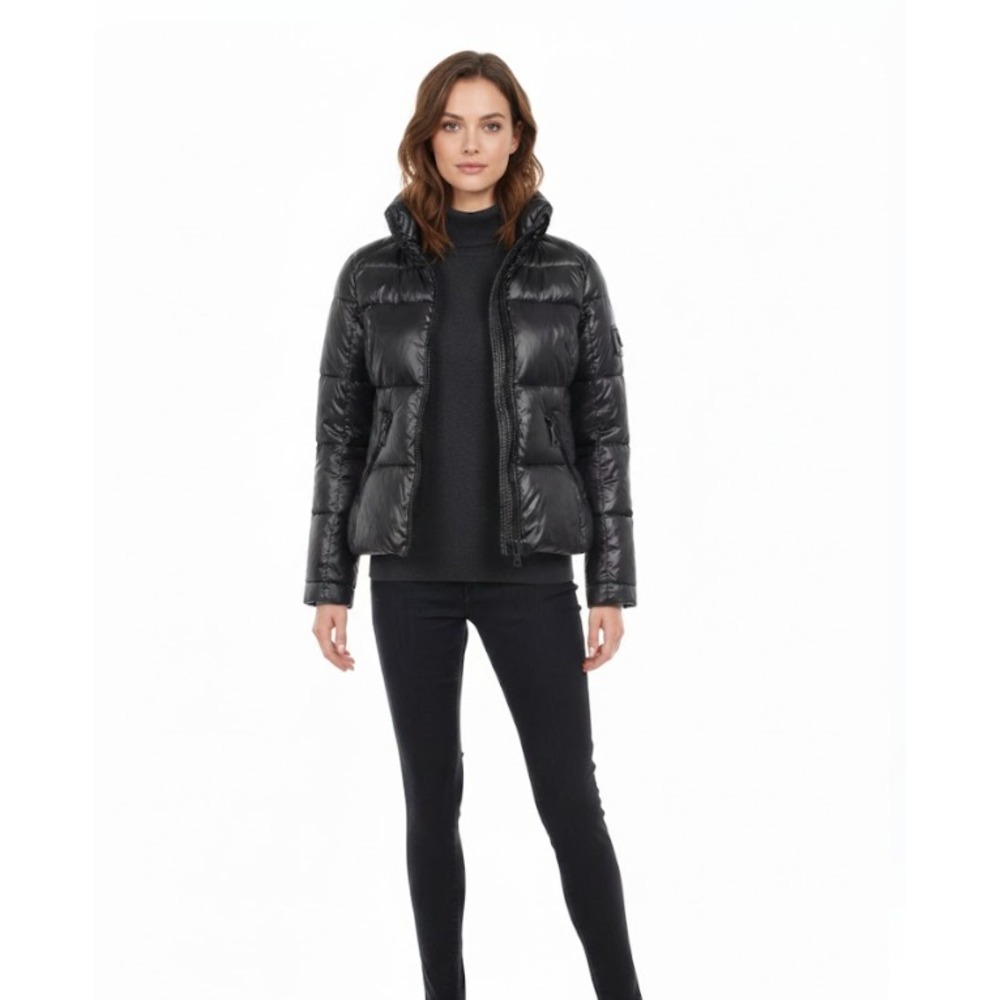 SAM. New York Women's Freestyle Shiny Puffer Jacket Black Medium M